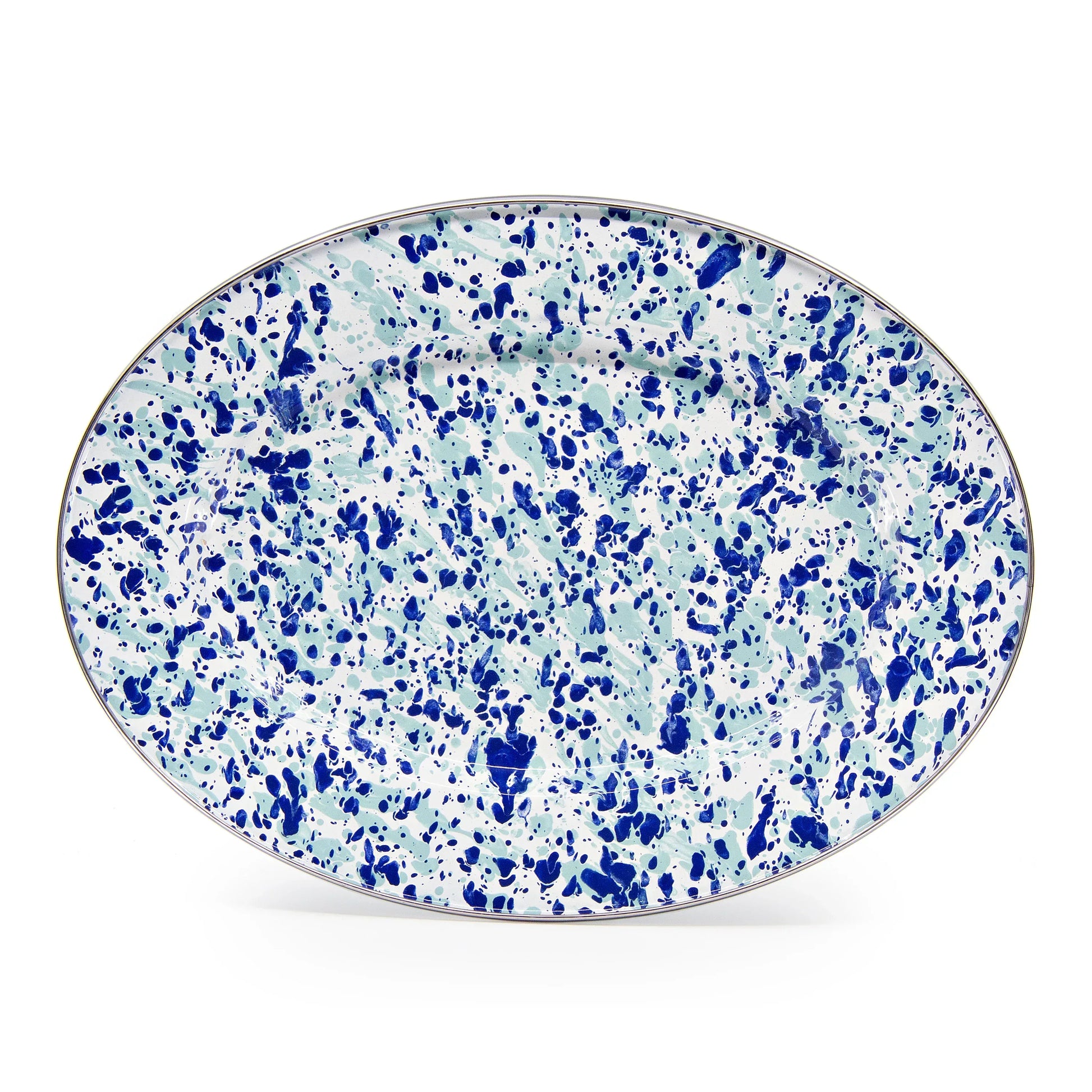 OC06 - Ocean Swirl Oval Platter - Golden Rabbit Enamelware