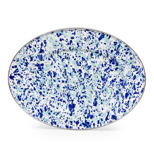 OC06 - Ocean Swirl Oval Platter - Golden Rabbit Enamelware