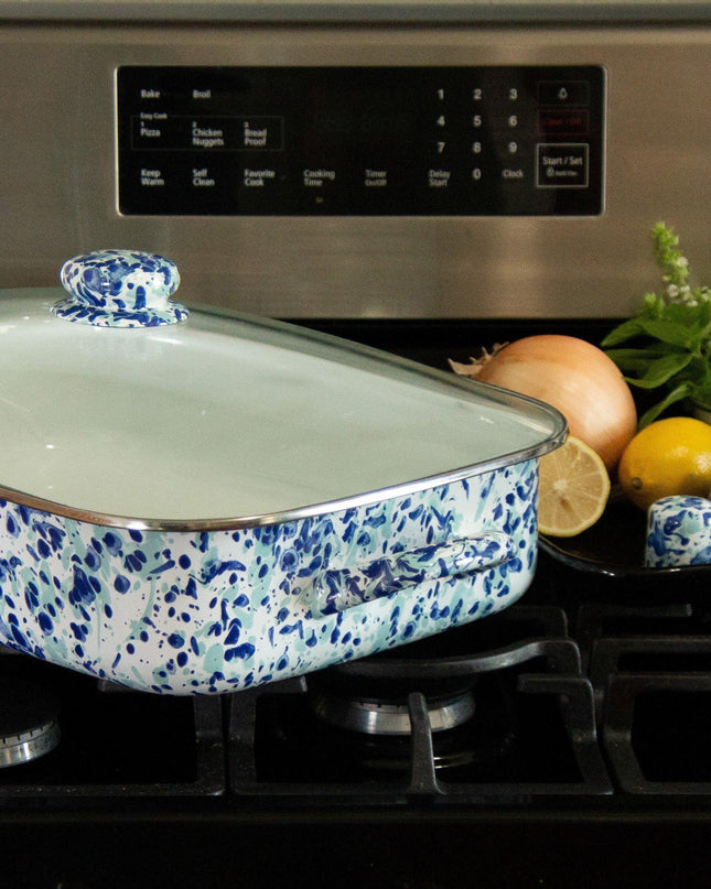 OC15 - Ocean Swirl Roasting Pan - Golden Rabbit Enamelware