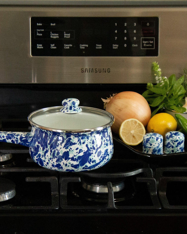 OC19 - Ocean Swirl Sauce Pan - Golden Rabbit Enamelware