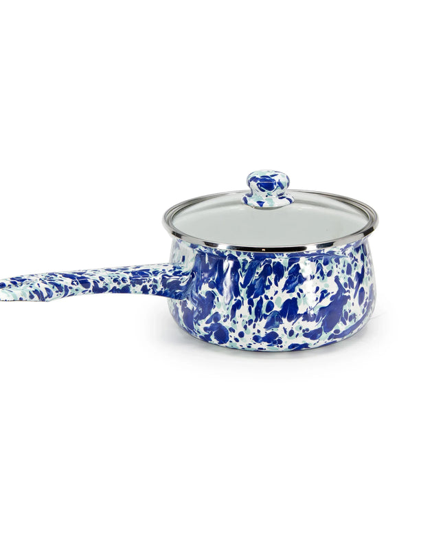 OC19 - Ocean Swirl Sauce Pan - Golden Rabbit Enamelware