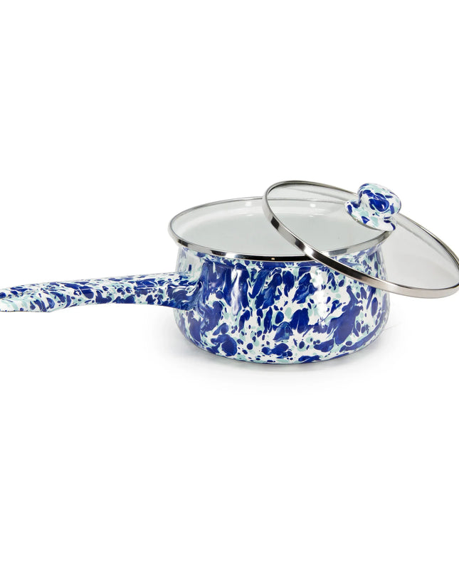 OC19 - Ocean Swirl Sauce Pan - Golden Rabbit Enamelware