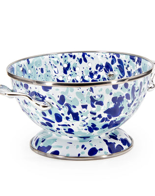 OC24 - Ocean Swirl Petite Colander - Golden Rabbit Enamelware