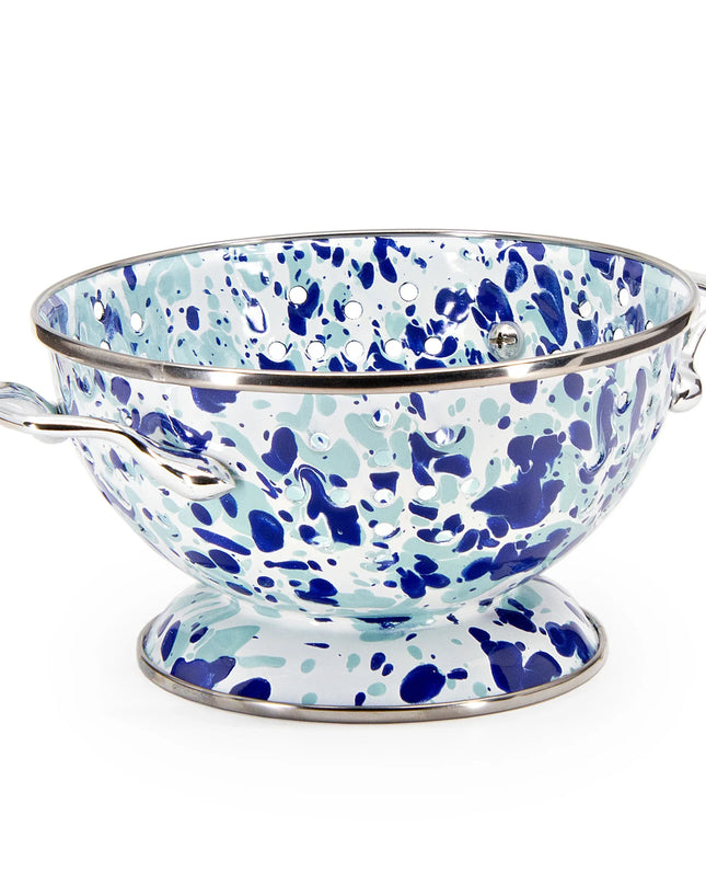 OC24 - Ocean Swirl Petite Colander - Golden Rabbit Enamelware