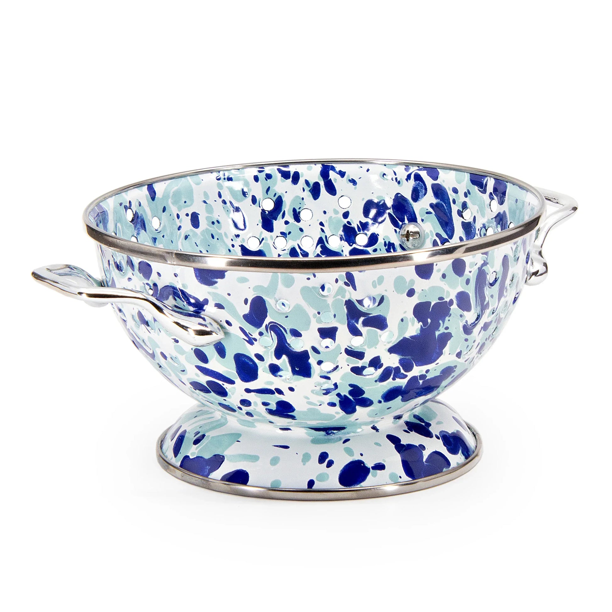 OC24 - Ocean Swirl Petite Colander - Golden Rabbit Enamelware