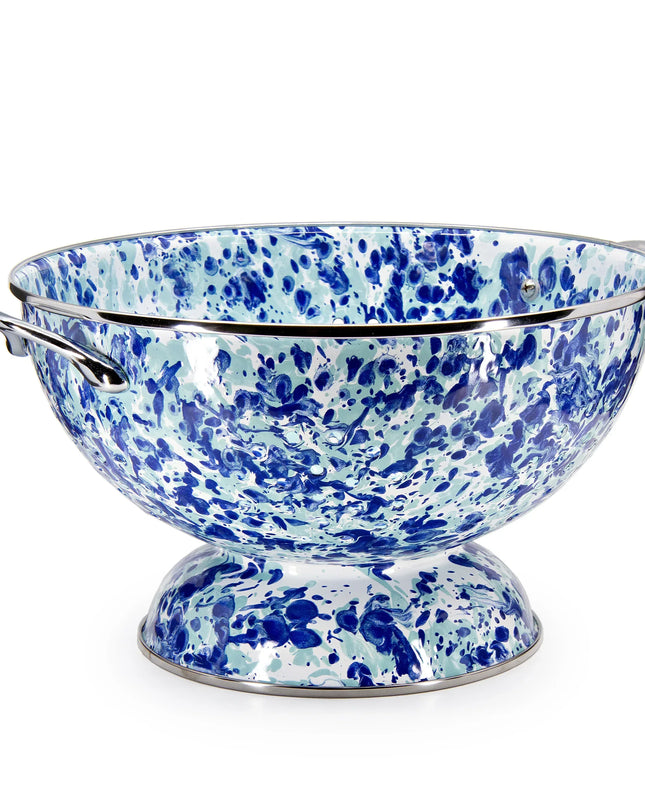 OC25 - Ocean Swirl Large Colander - Golden Rabbit Enamelware