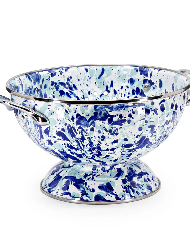 OC27 - Ocean Swirl Medium Colander - Golden Rabbit Enamelware