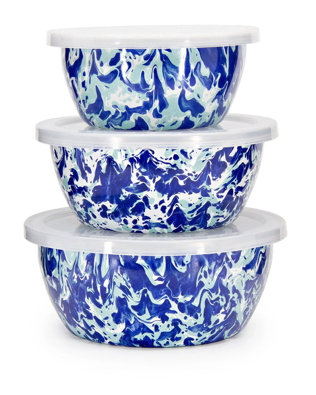 OC30 - Ocean Swirl Nesting Bowls - Golden Rabbit Enamelware