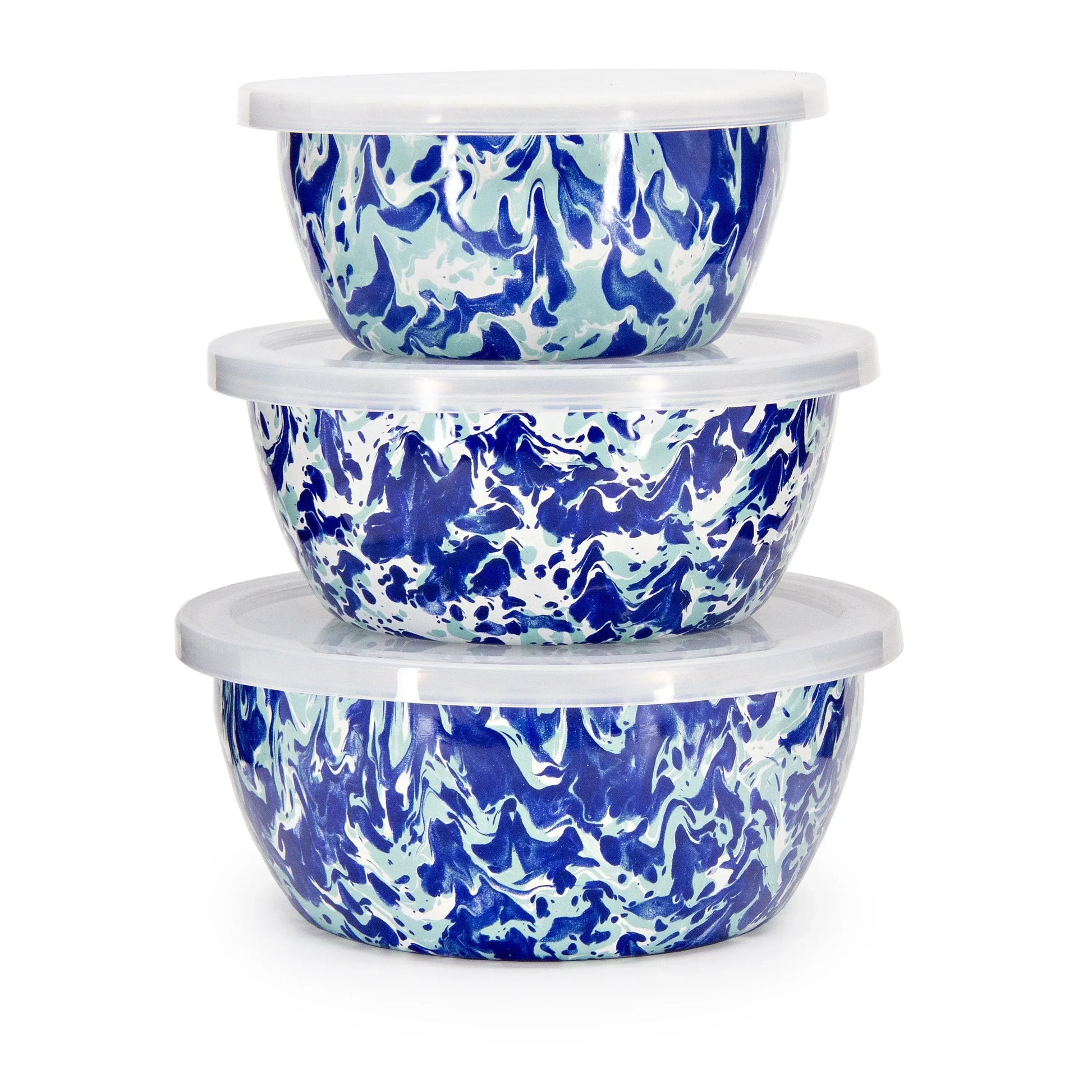 OC30 - Ocean Swirl Nesting Bowls - Golden Rabbit Enamelware