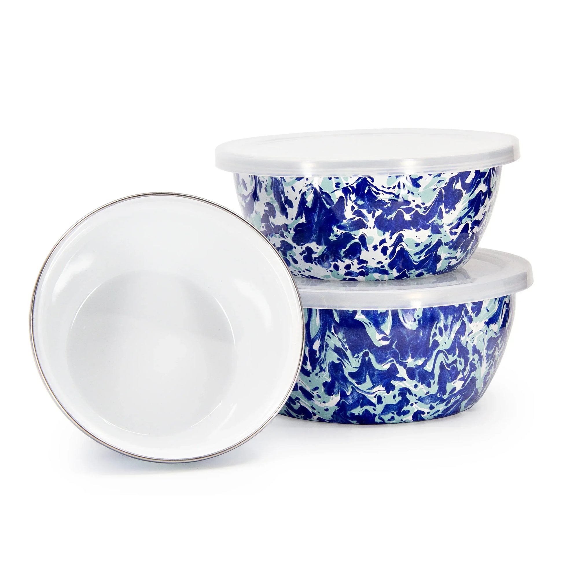 OC30 - Ocean Swirl Nesting Bowls - Golden Rabbit Enamelware