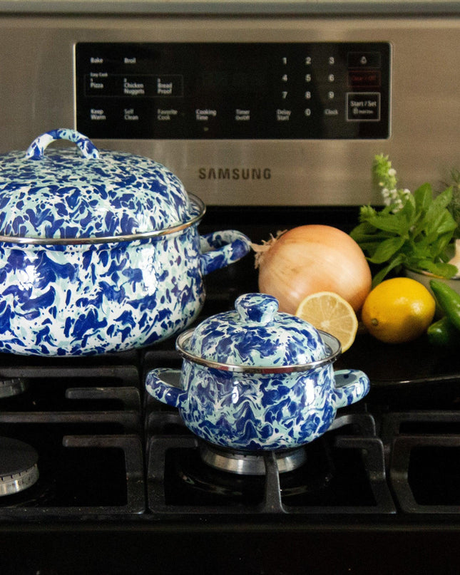 OC32S2 - Ocean Swirl Petite Tureens - Set of 2 - Golden Rabbit Enamelware