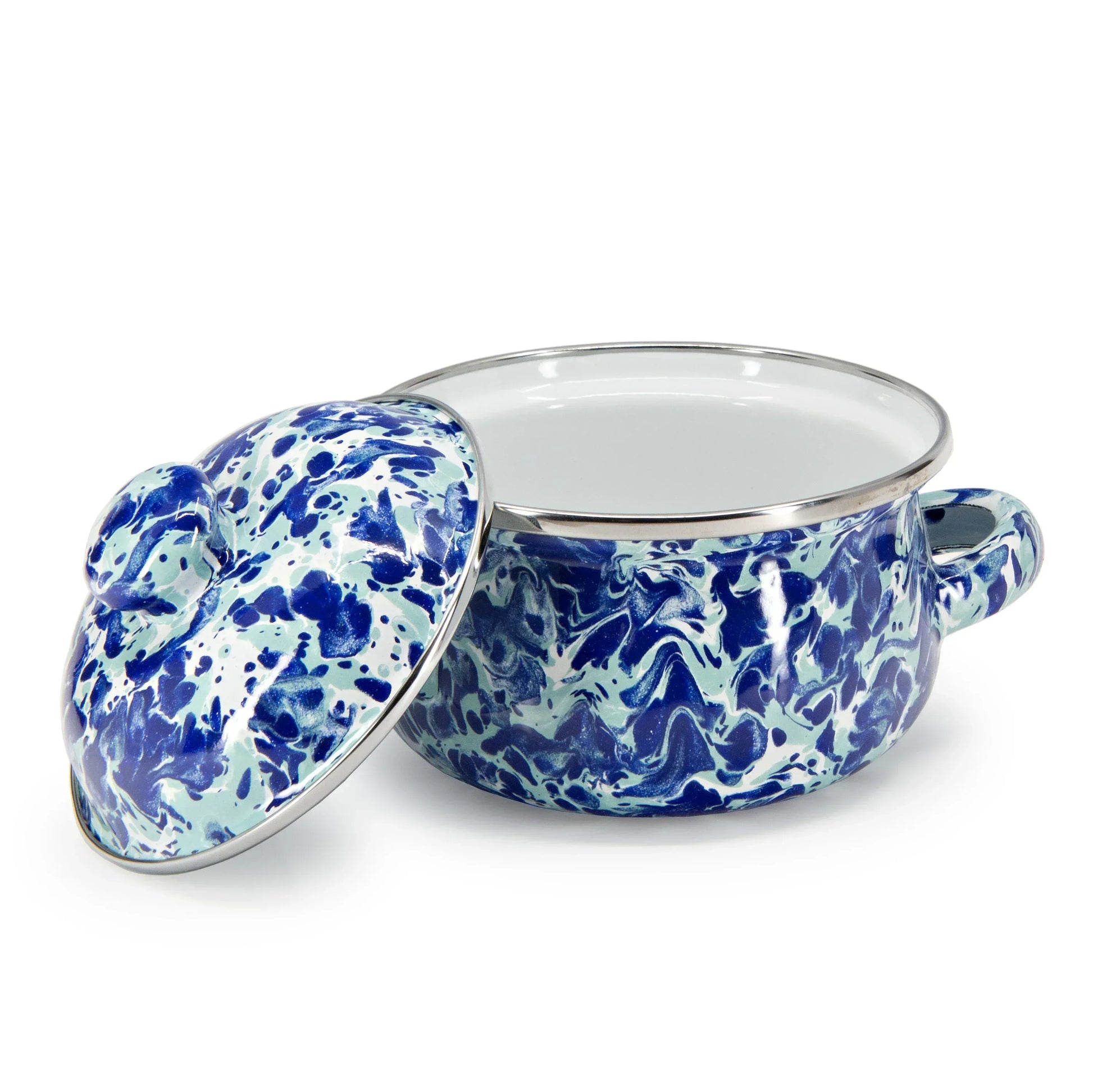 OC32S2 - Ocean Swirl Petite Tureens - Set of 2 - Golden Rabbit Enamelware