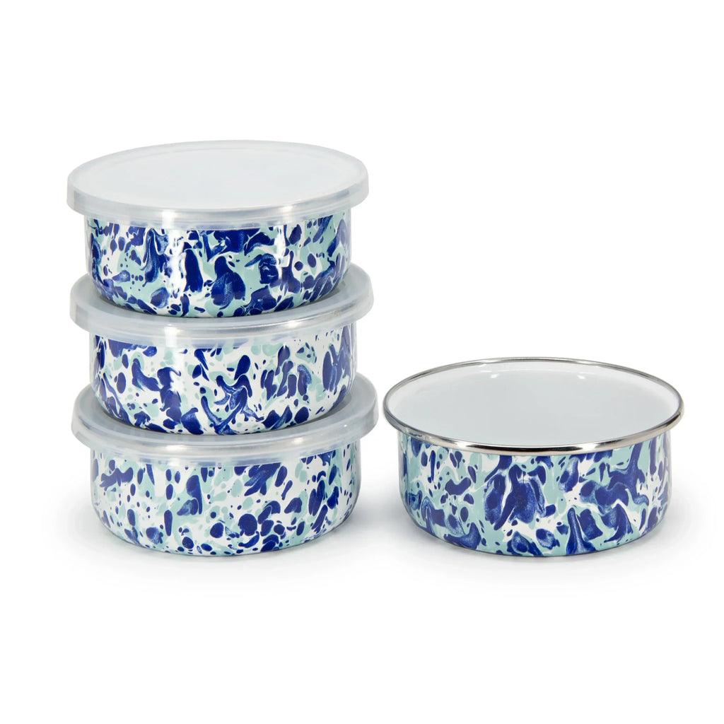 Ocean Swirl 14oz Soup Bowls - Set of 4 | Golden Rabbit Enamelware