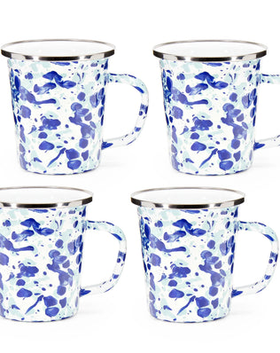 OC66S4 - Ocean Swirl 16 oz Latte Mugs - Set of 4 - Golden Rabbit Enamelware