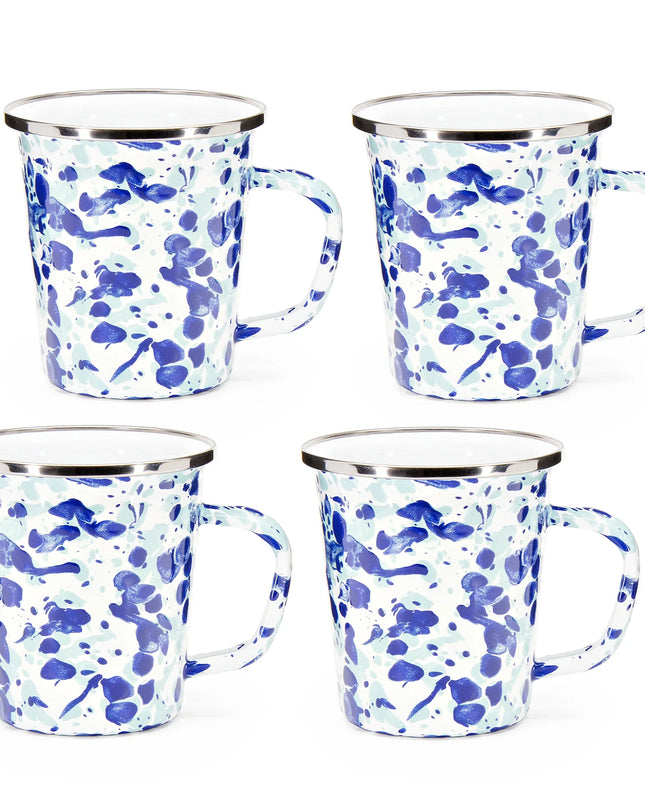 OC66S4 - Ocean Swirl 16 oz Latte Mugs - Set of 4 - Golden Rabbit Enamelware