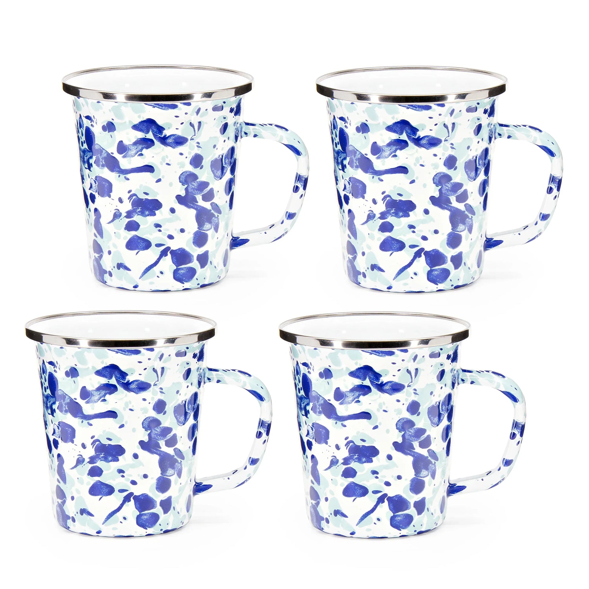 OC66S4 - Ocean Swirl 16 oz Latte Mugs - Set of 4 - Golden Rabbit Enamelware
