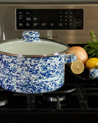 OC72 - Ocean Swirl 6 Qt Stock Pot - Golden Rabbit Enamelware