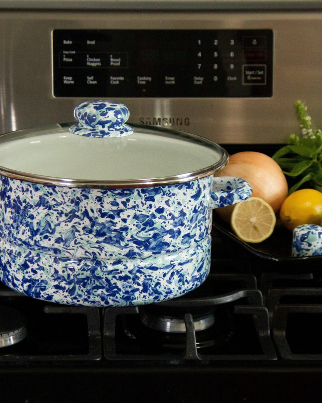 OC72 - Ocean Swirl 6 Qt Stock Pot - Golden Rabbit Enamelware