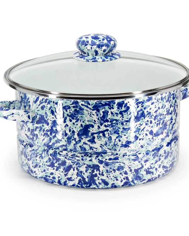 OC72 - Ocean Swirl 6 Qt Stock Pot - Golden Rabbit Enamelware