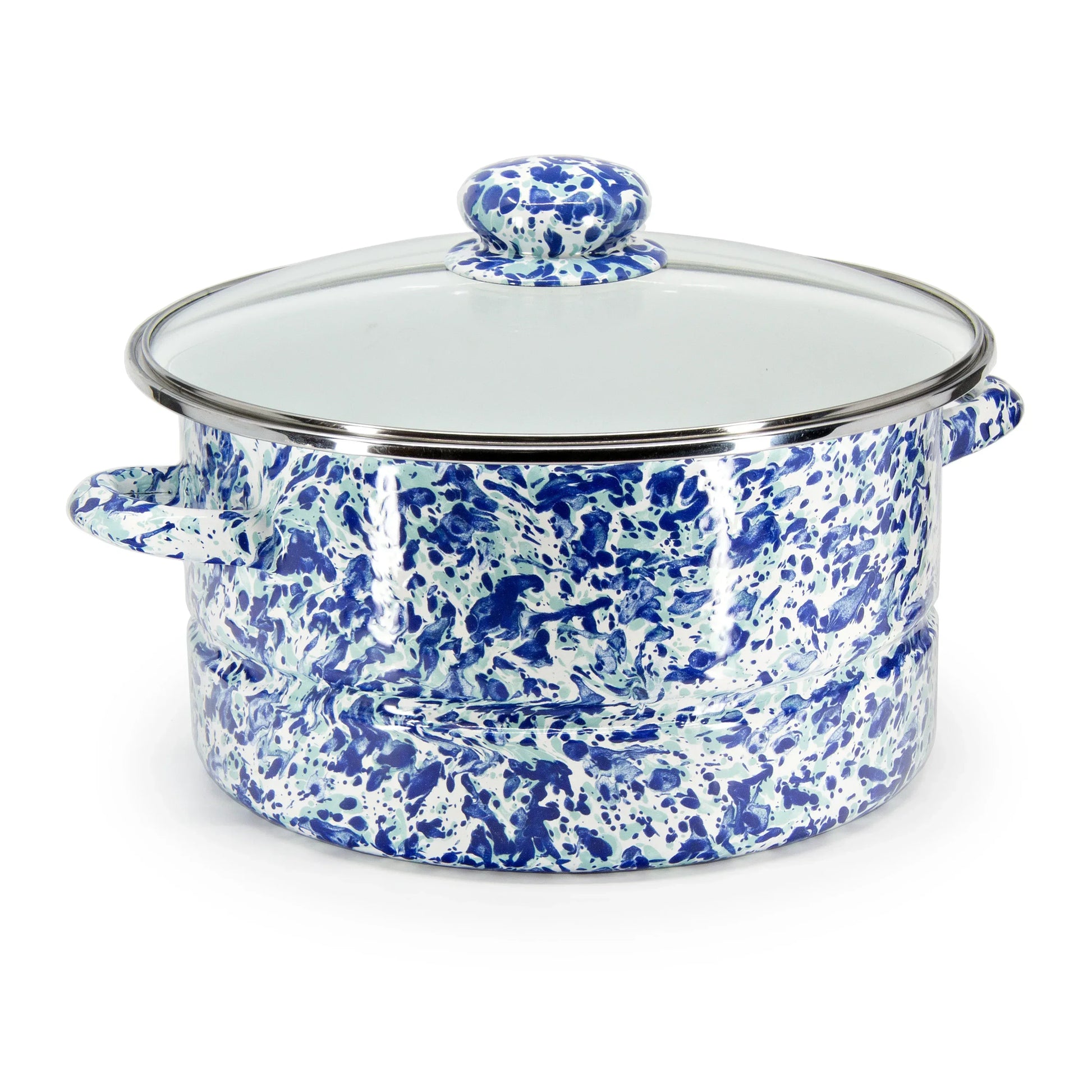 OC72 - Ocean Swirl 6 Qt Stock Pot - Golden Rabbit Enamelware