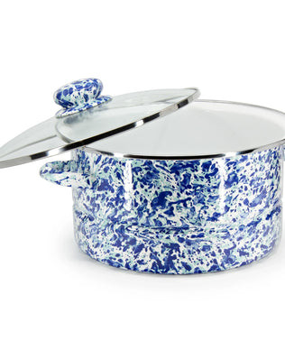 OC72 - Ocean Swirl 6 Qt Stock Pot - Golden Rabbit Enamelware