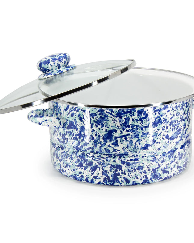 OC72 - Ocean Swirl 6 Qt Stock Pot - Golden Rabbit Enamelware