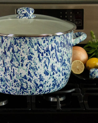OC75 - Ocean Swirl 18 Qt Stock Po - Golden Rabbit Enamelware