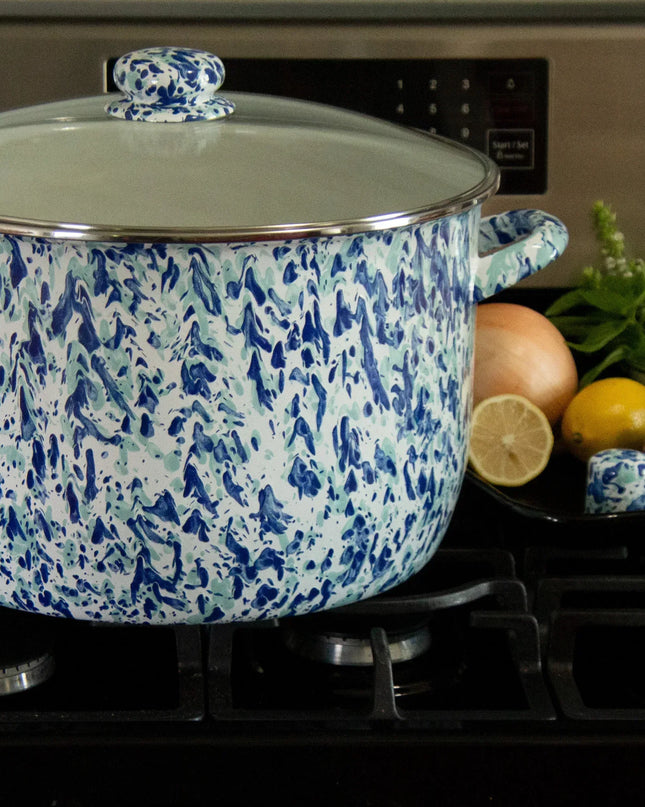 OC75 - Ocean Swirl 18 Qt Stock Po - Golden Rabbit Enamelware