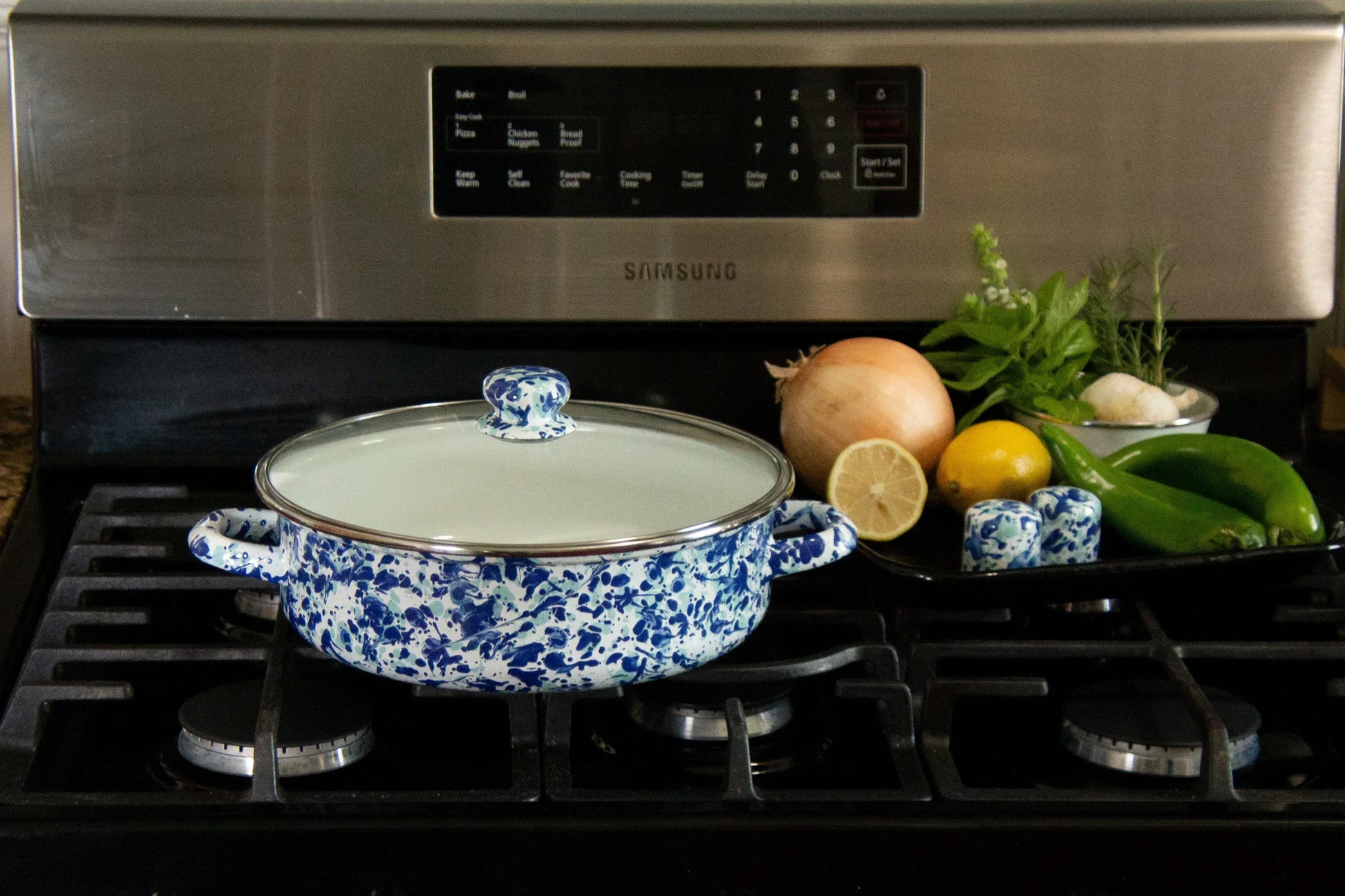 OC79 - Ocean Swirl Small Saute Pan - Golden Rabbit Enamelware