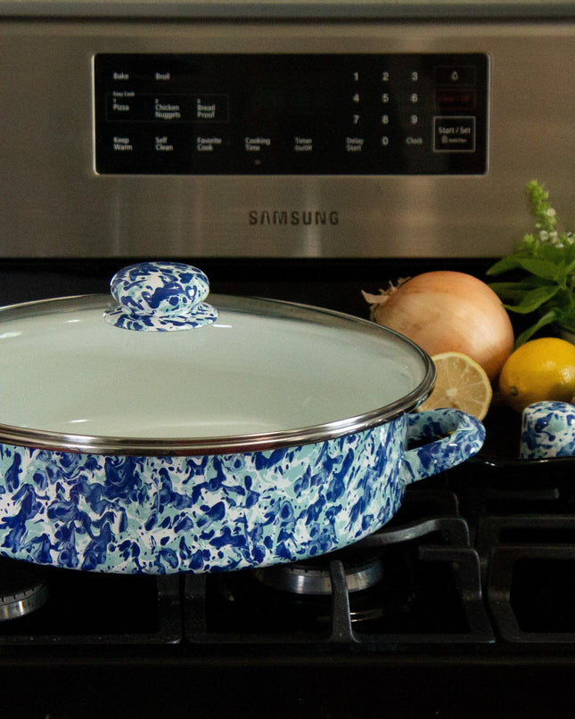 OC80 - Ocean Swirl Large Saute Pan - Golden Rabbit Enamelware