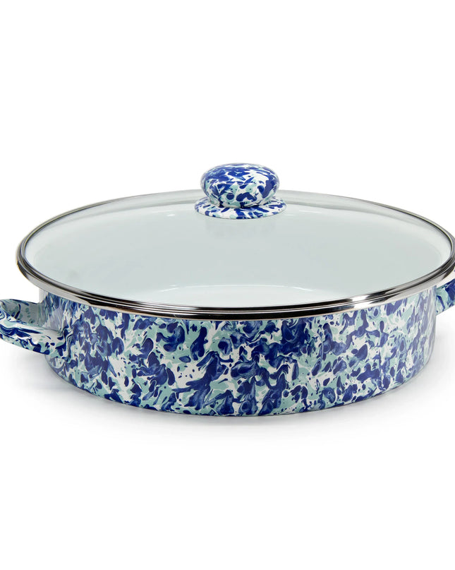 OC80 - Ocean Swirl Large Saute Pan - Golden Rabbit Enamelware