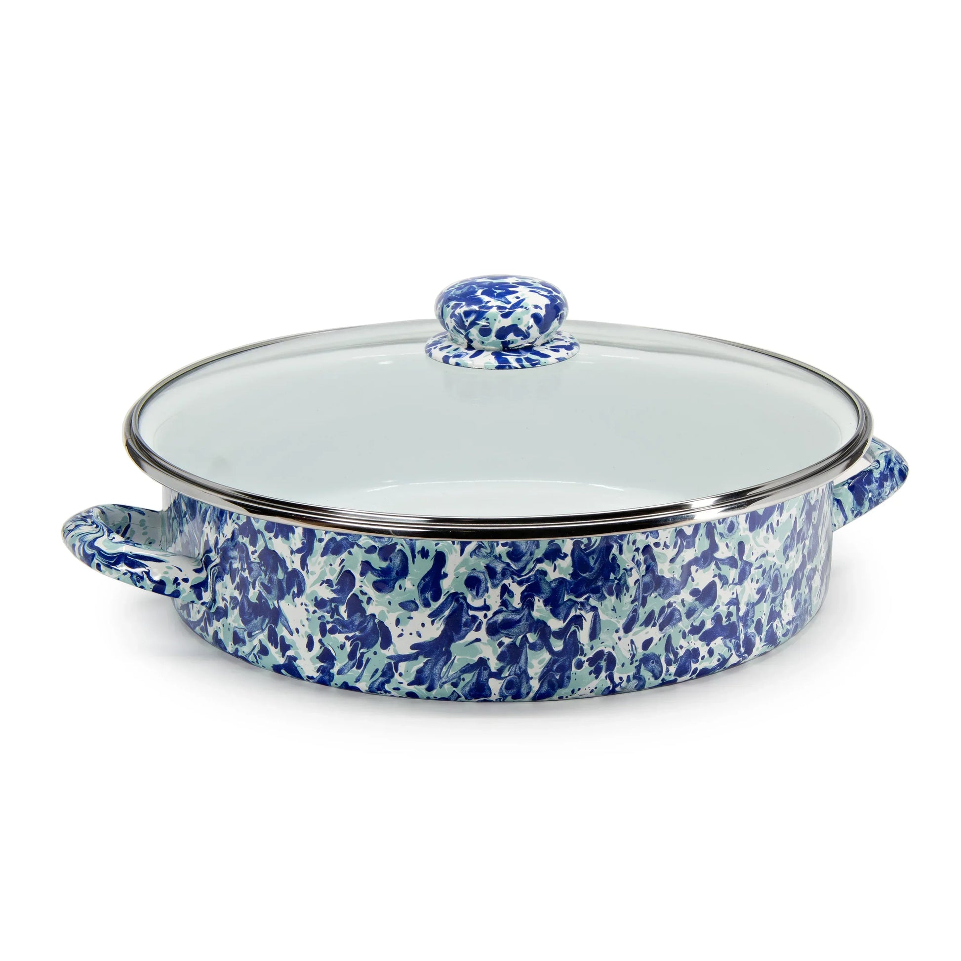 OC80 - Ocean Swirl Large Saute Pan - Golden Rabbit Enamelware