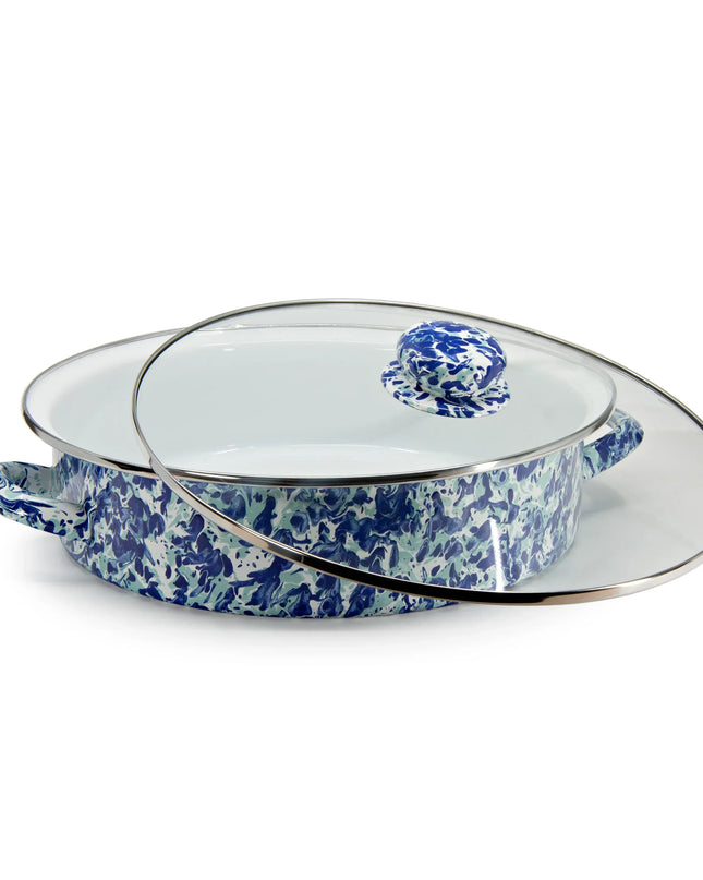 OC80 - Ocean Swirl Large Saute Pan - Golden Rabbit Enamelware