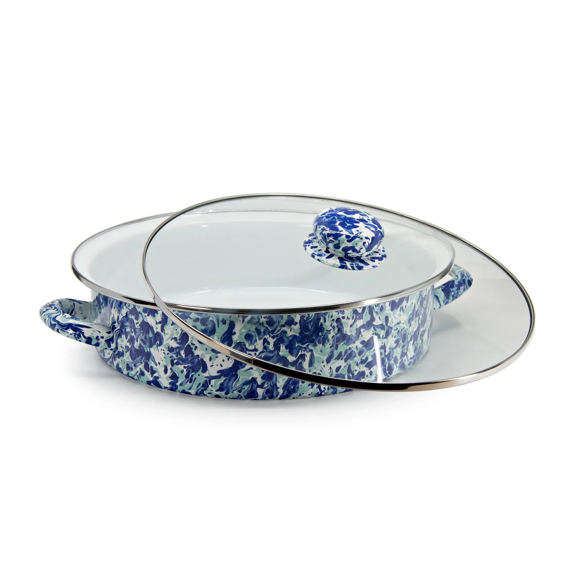 OC80 - Ocean Swirl Large Saute Pan - Golden Rabbit Enamelware