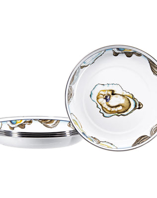 OY04S4 - Oyster Pasta Plates - Set of 4 - Golden Rabbit Enamelware