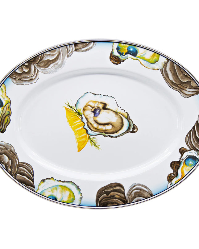 OY06 - Oyster Oval Platter - Golden Rabbit Enamelware