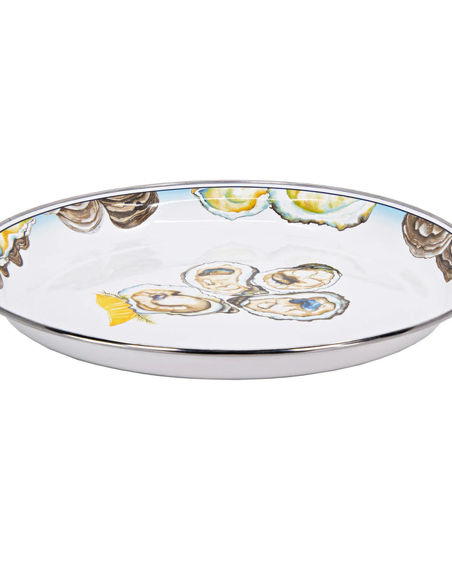 OY21 - Oyster Medium Tray - Golden Rabbit Enamelware