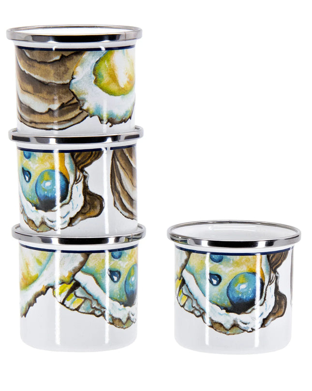 OY23S4 - Oyster Shooters - Set of 4 - Golden Rabbit Enamelware
