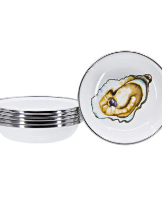 OY59S6 - Oyster Tasting Dishes - Set of 6 - Golden Rabbit Enamelware