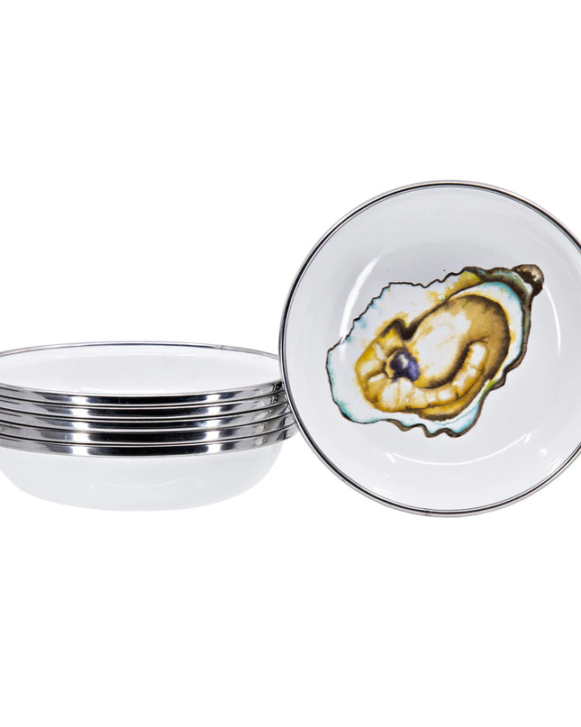 OY59S6 - Oyster Tasting Dishes - Set of 6 - Golden Rabbit Enamelware