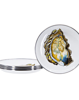 OY62S4 - Oyster Appetizer Plates - Set of 4 - Golden Rabbit Enamelware