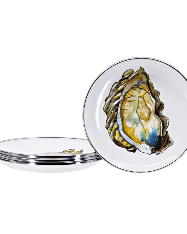 OY62S4 - Oyster Appetizer Plates - Set of 4 - Golden Rabbit Enamelware