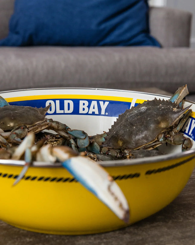 OB03 - Old Bay Serving Bowl - Golden Rabbit Enamelware