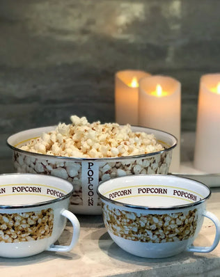 PP35S4 - Popcorn Sharing Bowls - Set of 4 - Golden Rabbit Enamelware