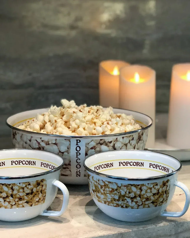 PP35S4 - Popcorn Sharing Bowls - Set of 4 - Golden Rabbit Enamelware