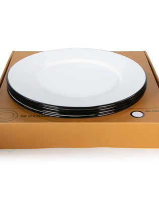 RBW91 - Black Rolled Rim Plates - Set of 4 - Golden Rabbit Enamelware