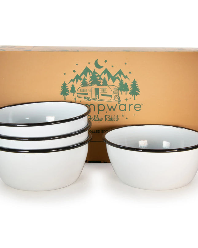 RBW93 - Black Rolled Rim Bowls - Set of 4 - Golden Rabbit Enamelware