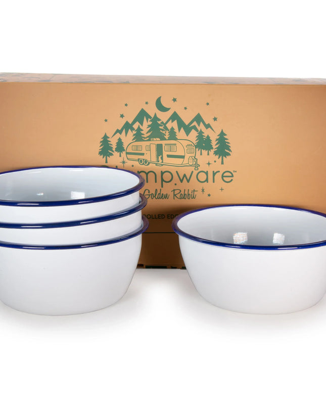 RCW93 - Cobalt Rolled Rim Bowls - Set of 4 - Golden Rabbit Enamelware