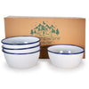 Rolled Cobalt Rim Bowl Set/4