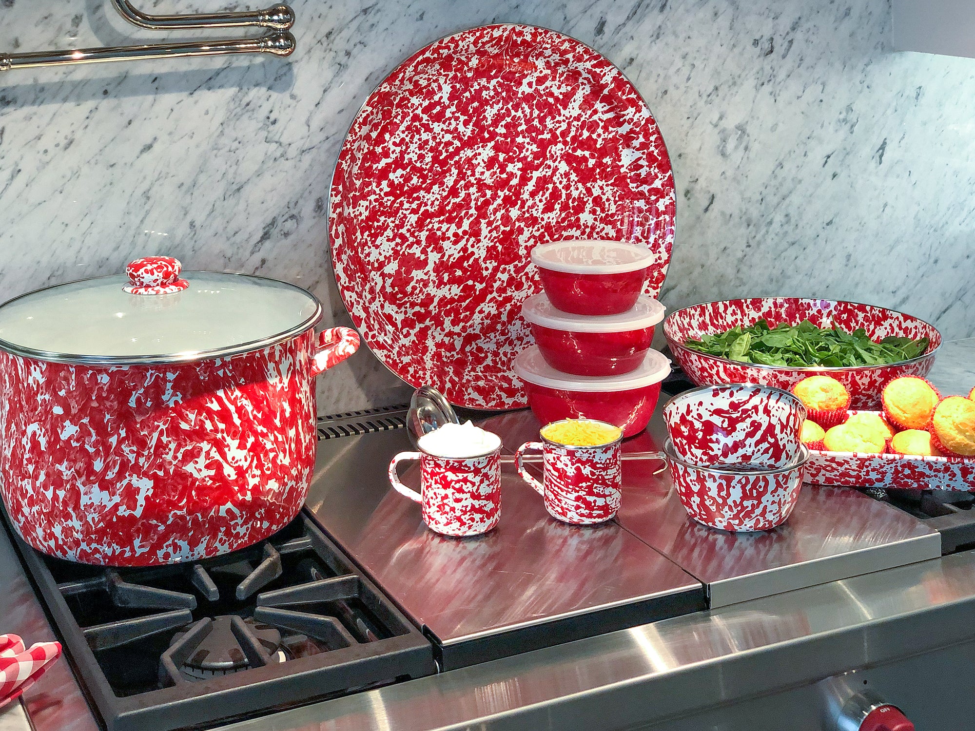 Enamel On Steel Round Covered Stockpot — Red Co. Goods